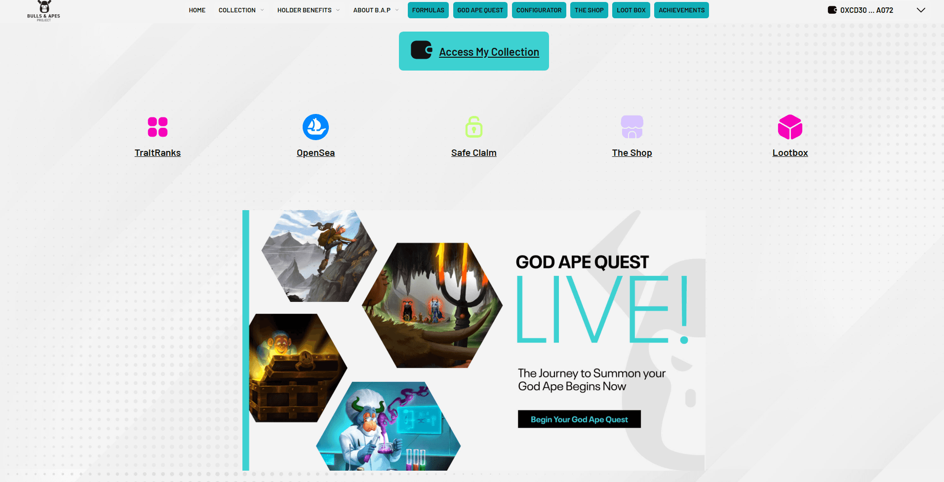 Screenshot of Pull & Apes NFT Collection - NFT Minting and Customization Platform project