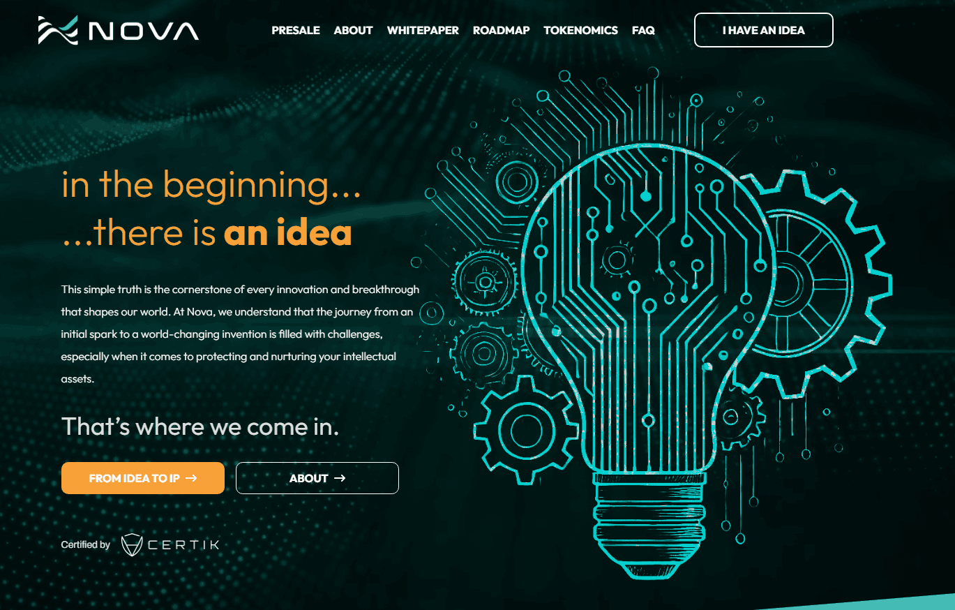 Screenshot of Web3 NOVA Token Ecosystem - Mint, Trade, and Manage project
